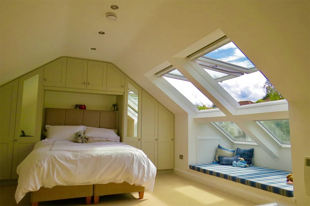 Attic bedroom window seat Attic bedroom window seat