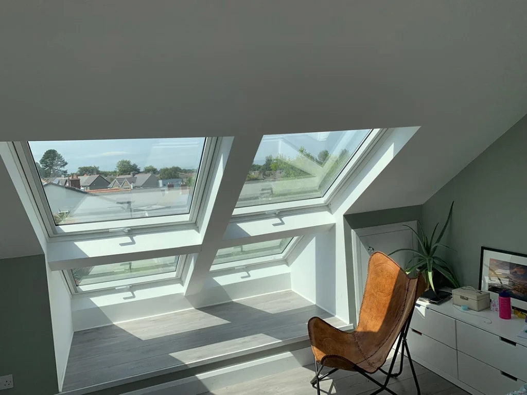 Velux windows and window seat view Velux windows and window seat view
